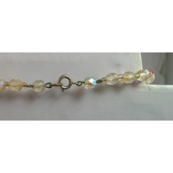 Unique Vintage Crystal Necklace with Handmade Beaded AB Light Pink Peach Finding - Picture 10 of 10